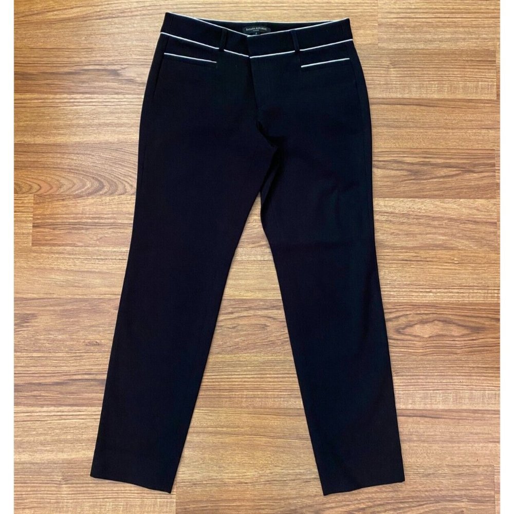 Banana Republic Sloan Black Pants with White Piping - Size: 2